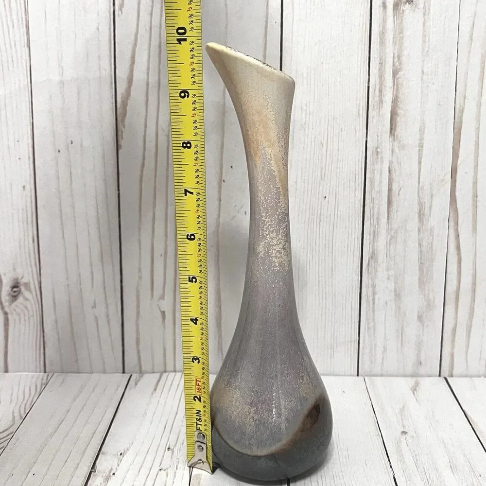 Howard Pierce Porcelain Gloss Gray & Beige Speckled Vase California Pottery 10”